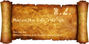 Maczejka Lóránt névjegykártya